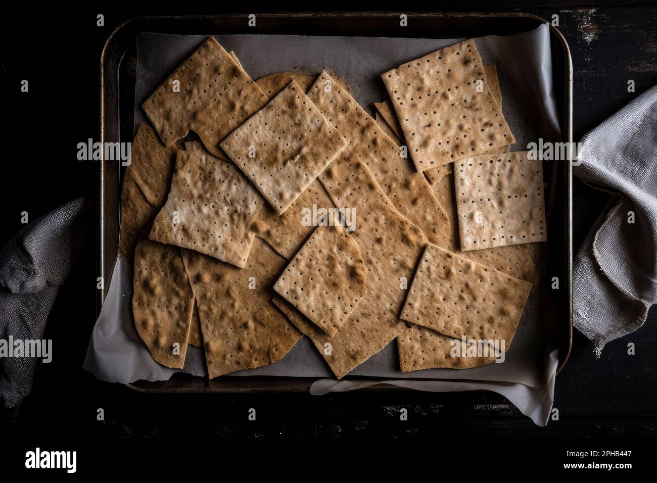 Traditional matzah bread a food eaten during passover. Generative ai Stock Photo