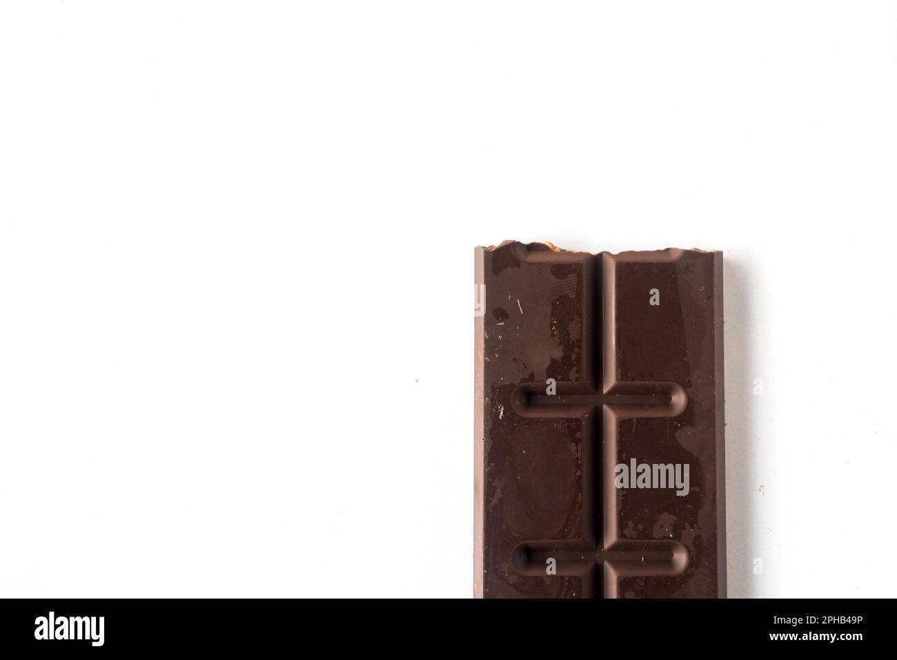 Flat lay composition with delicious chocolate on white table background Stock Photo