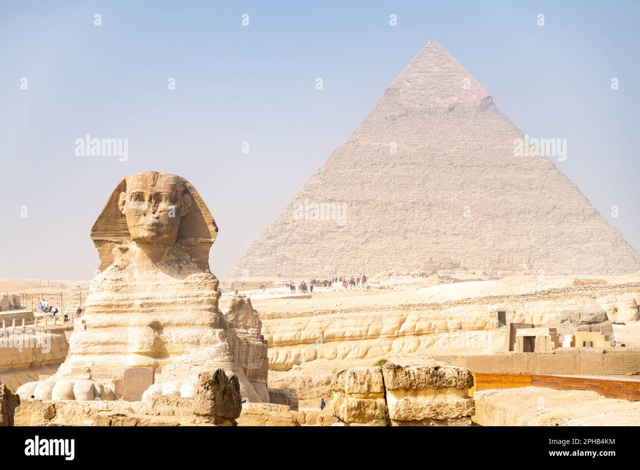 A view of the Great Sphinx and Pyramids of Giza in Egypt Stock Photo ...