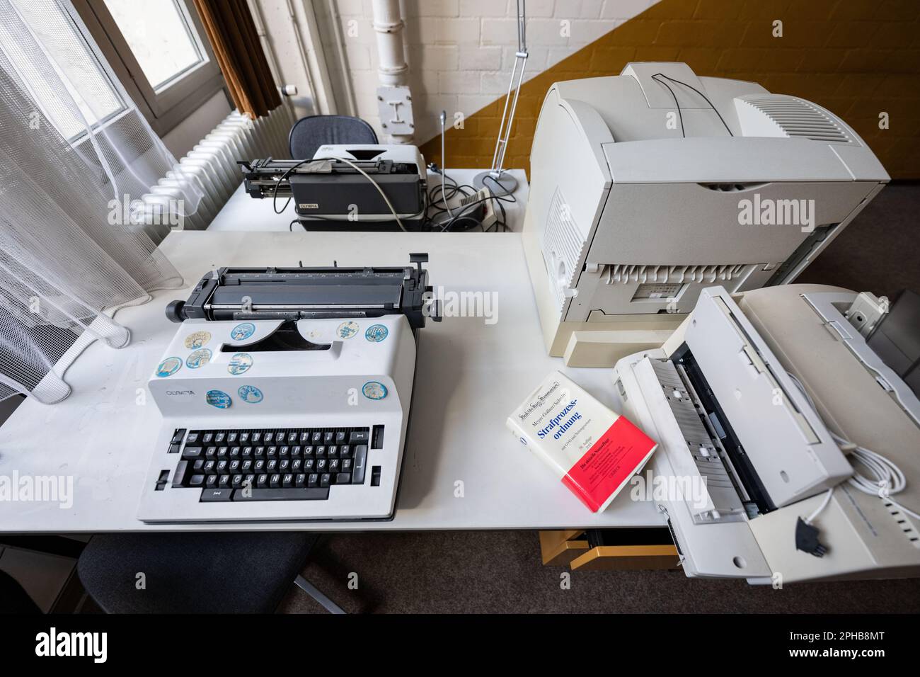 Stuttgart, Germany. 27th Mar, 2023. A typewriter stands on a table in