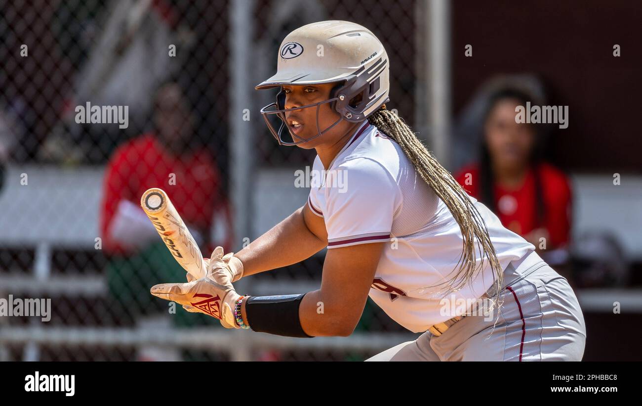 Alabama A&M pitcher/infielder Venice Sanders (19) during an NCAA