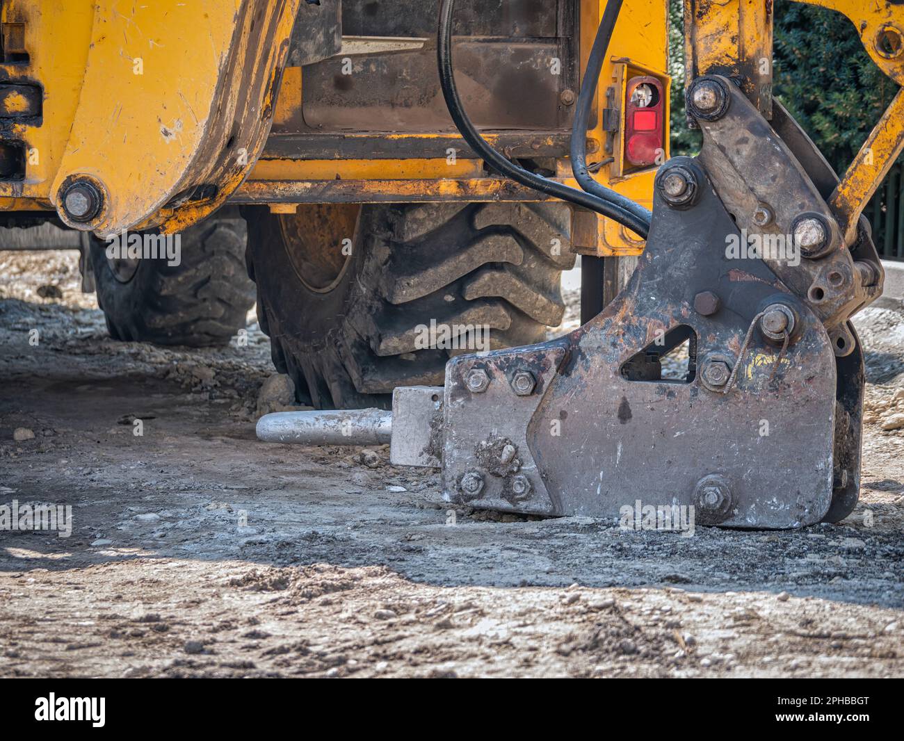 Close up detail with a Hydraulic jackhammer breaker Stock Photo Alamy