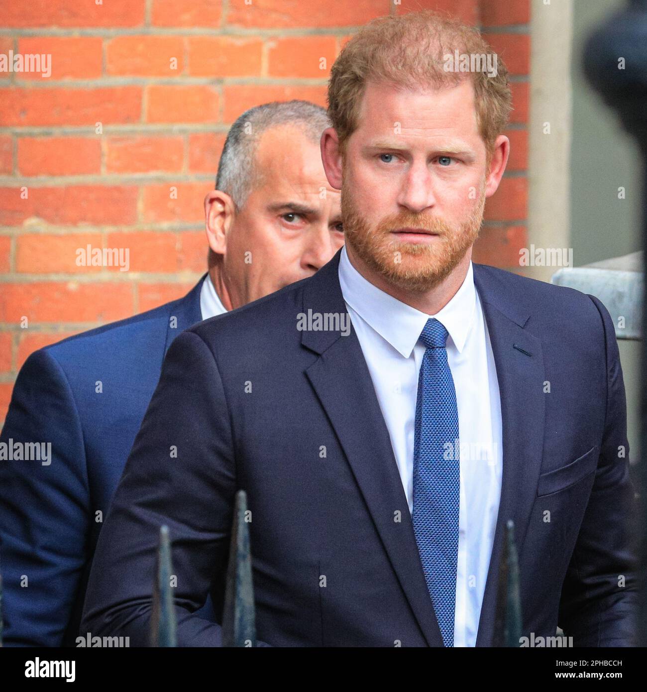London, UK. 27th Mar, 2023. Prince Harry, The Duke of Sussex, leaves the Royal Courts of Justice in Central London after the first day of the phone tapping and privacy case against Associated Newspapers (owners of the Daily Mail). He is one of several claimants in the case. Credit: Imageplotter/Alamy Live News Stock Photo