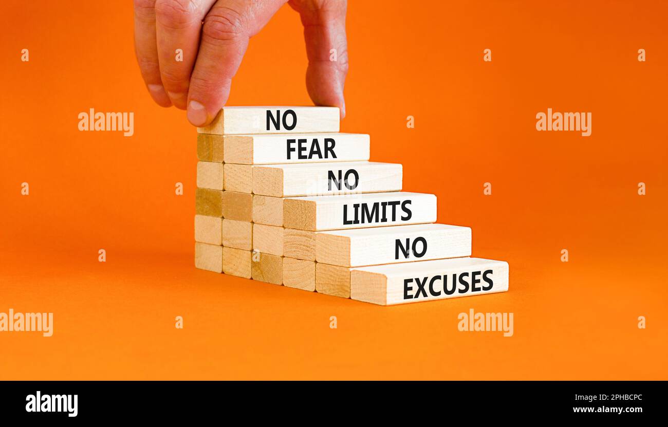 No Fear Limits Excuses Symbol Concept Words No Fear No Limits No