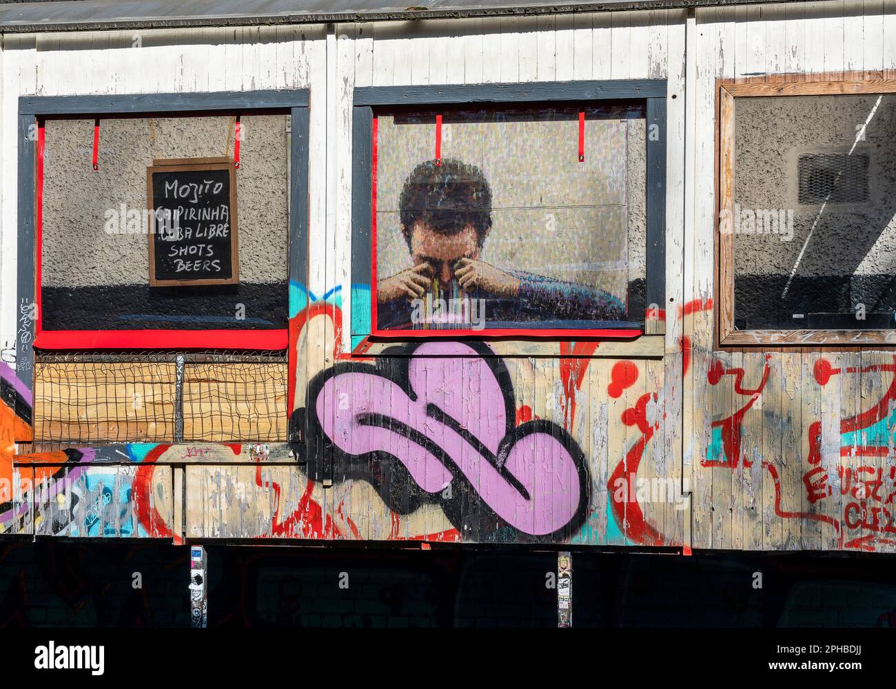 Graffiti, Reichsbahnausbesserungswerk RAW, Friedrichshain, Berlin, Germany Stock Photo