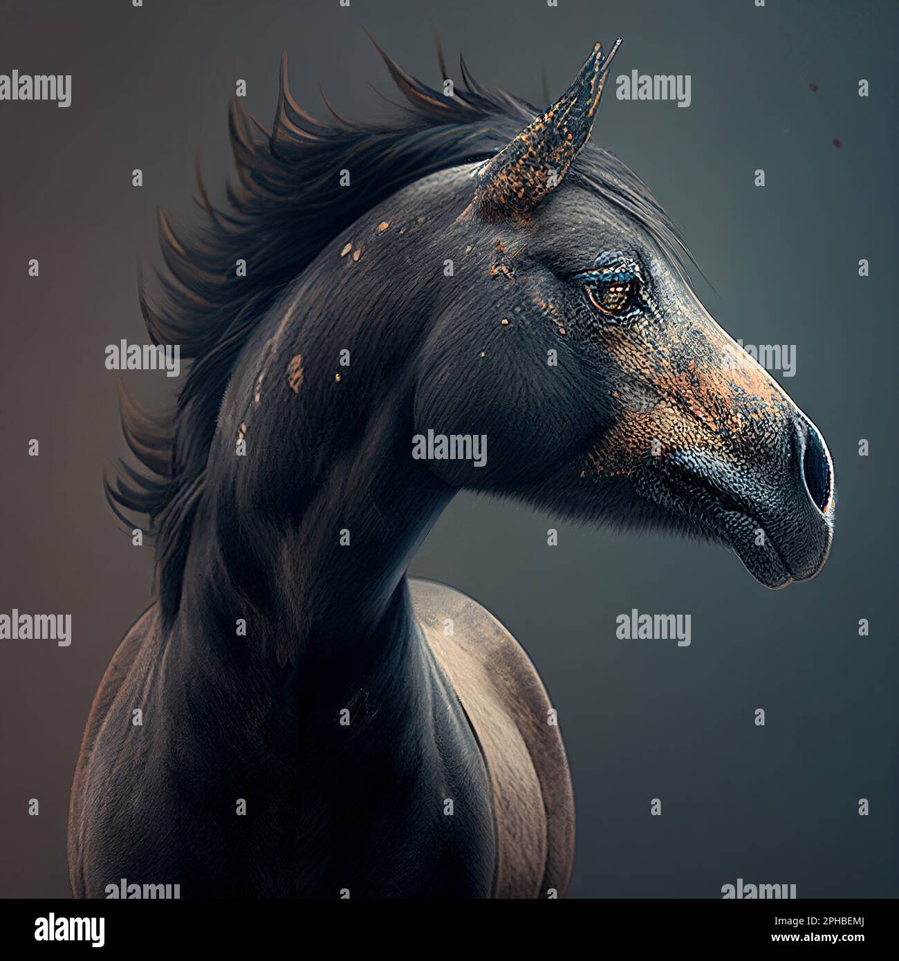 black horse image in black background Stock Photo - Alamy