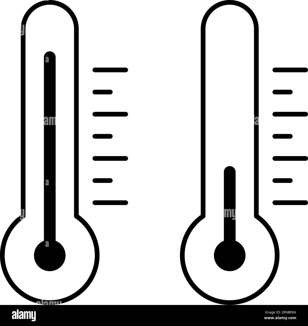 Weather temperature thermometer black icon. Thermometer with cold and ...