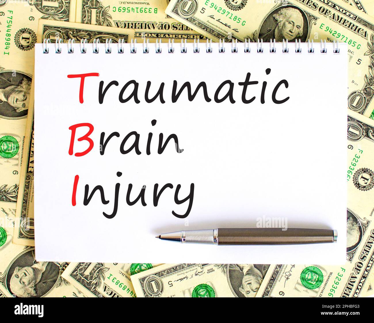 TBI traumatic brain injury symbol. Concept words TBI traumatic brain