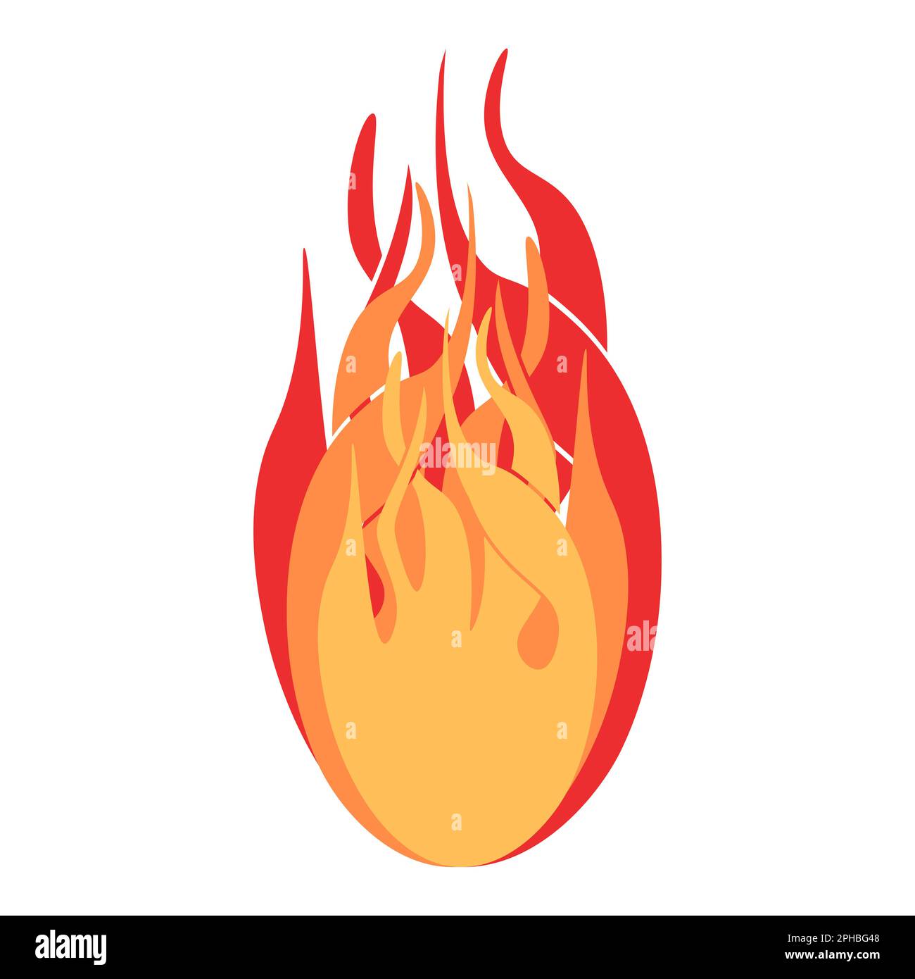 Fireball. Bright burning elements. Colorful vector illustration on a white background. Stock Vector
