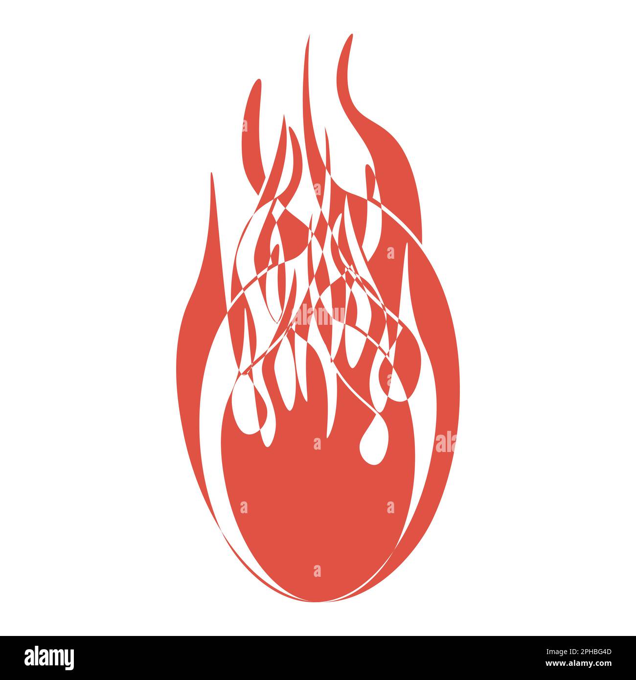 Fireball in outline style. Bright burning elements. Colorful vector illustration on a white background. Stock Vector