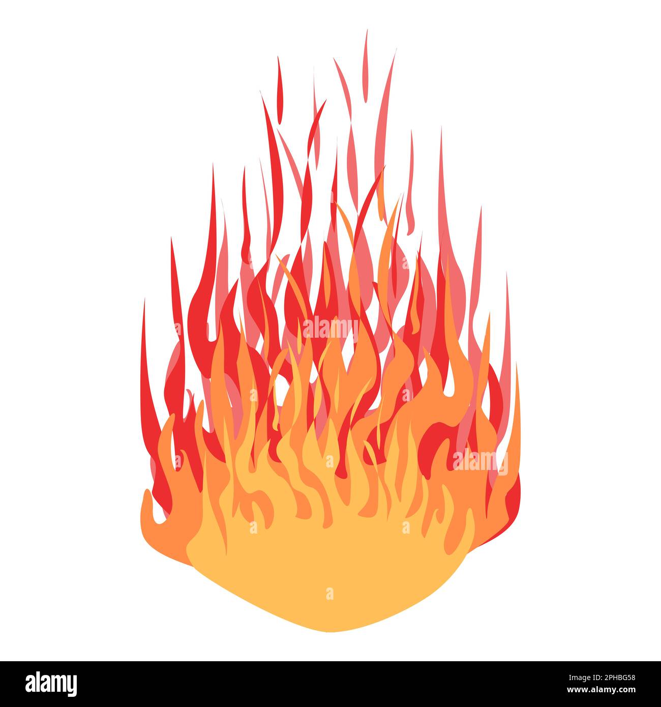 Fire. Big flame. Bright flaming elements. Colorful vector illustration on a white background. Stock Vector