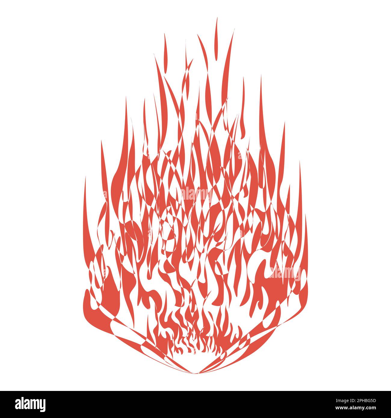 Fire in outline style. Big flame. Bright flaming elements. Colorful vector illustration on a white background. Stock Vector