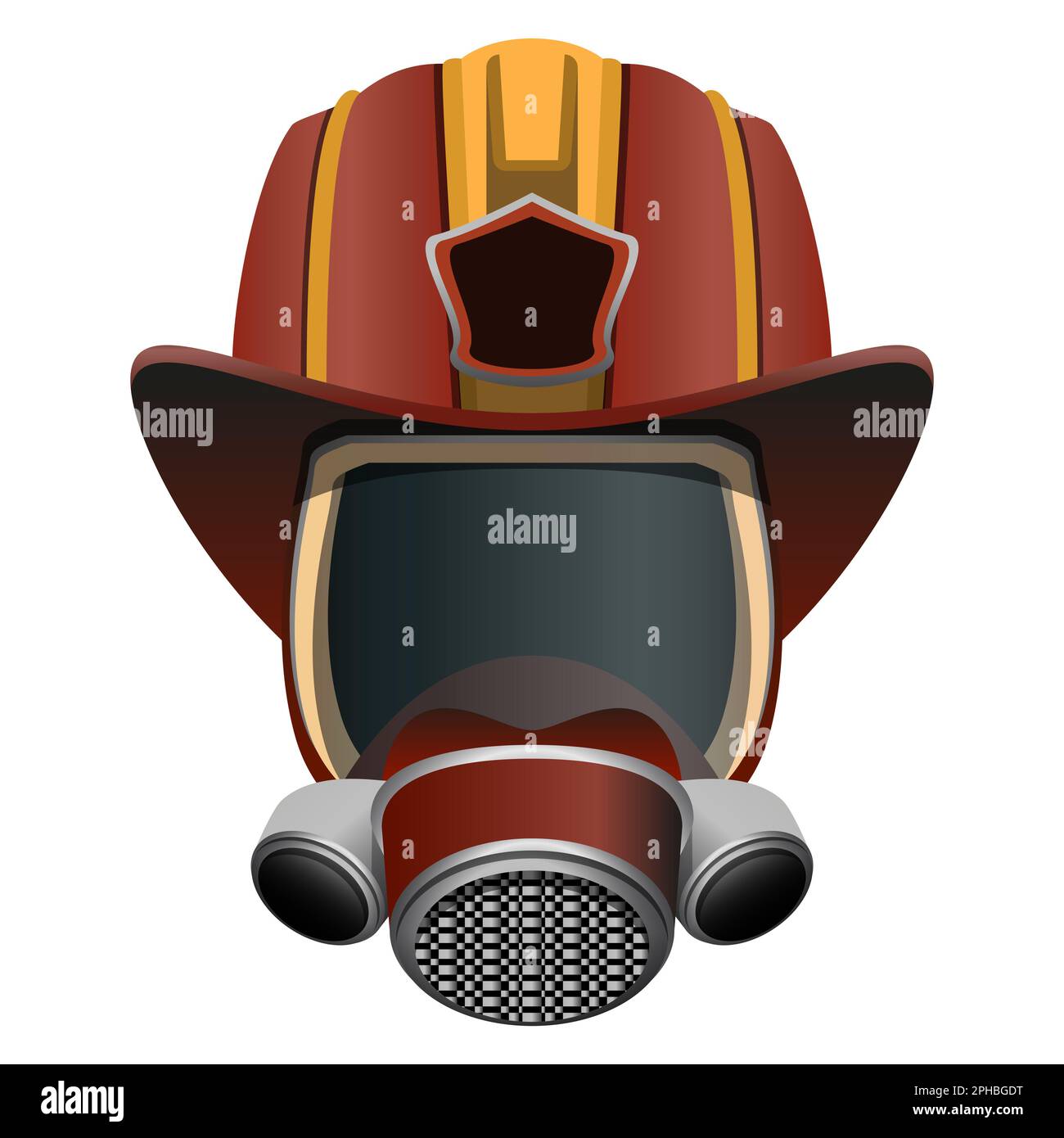 Firefighter Mask and Helmet. Head of a firefighter. Colorful