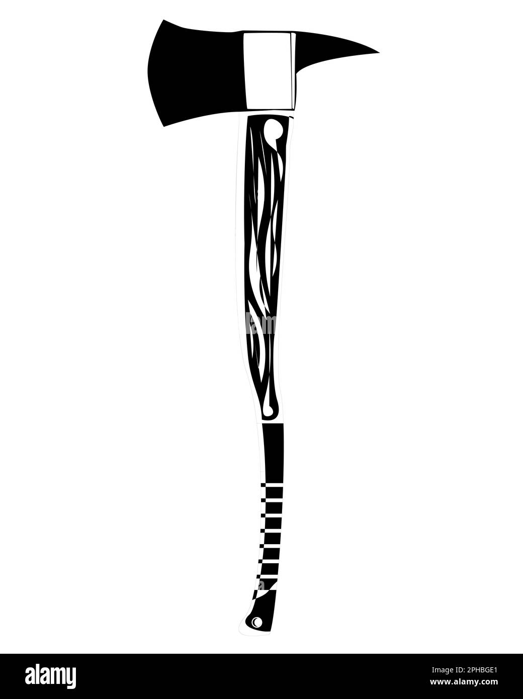 Firefighter axe in outline style. Hatchet fire ax firefighter rescue