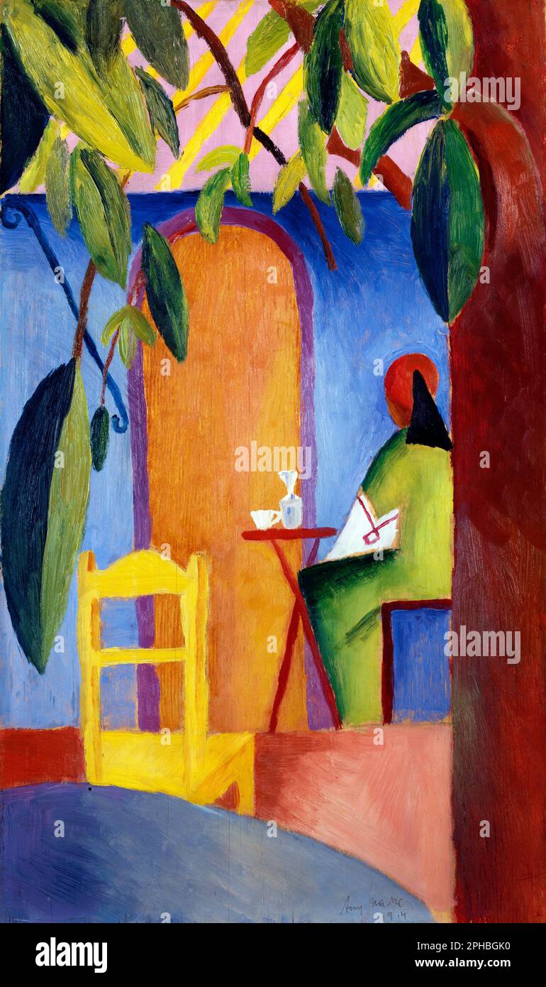 Türkisches Café (Turkish Cafe) by the German Expressionist painter, August Macke (1887-1914), oil on wood, 1914 Stock Photo