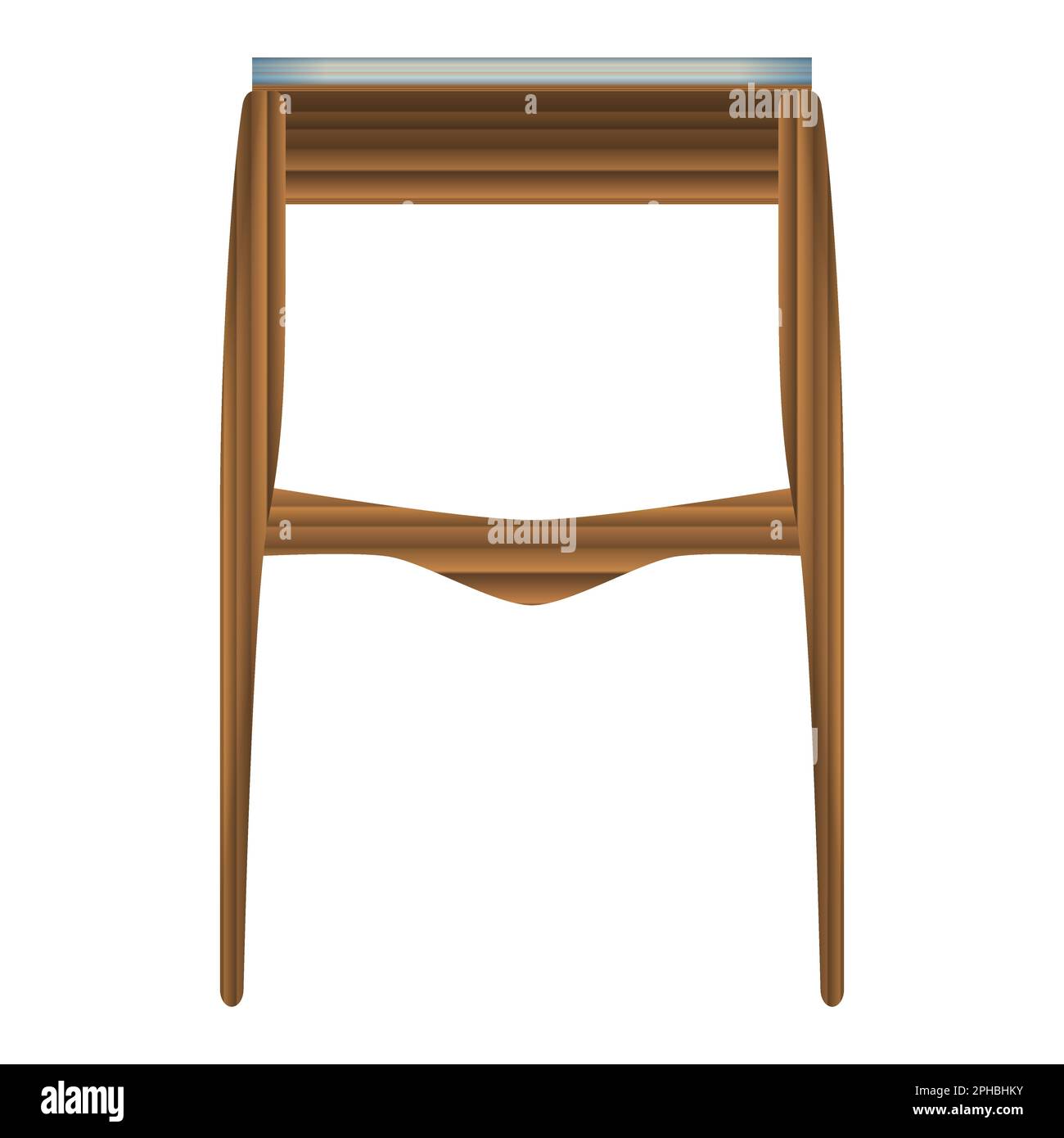 Folding wood table side view in realistic style. Turquoise table top