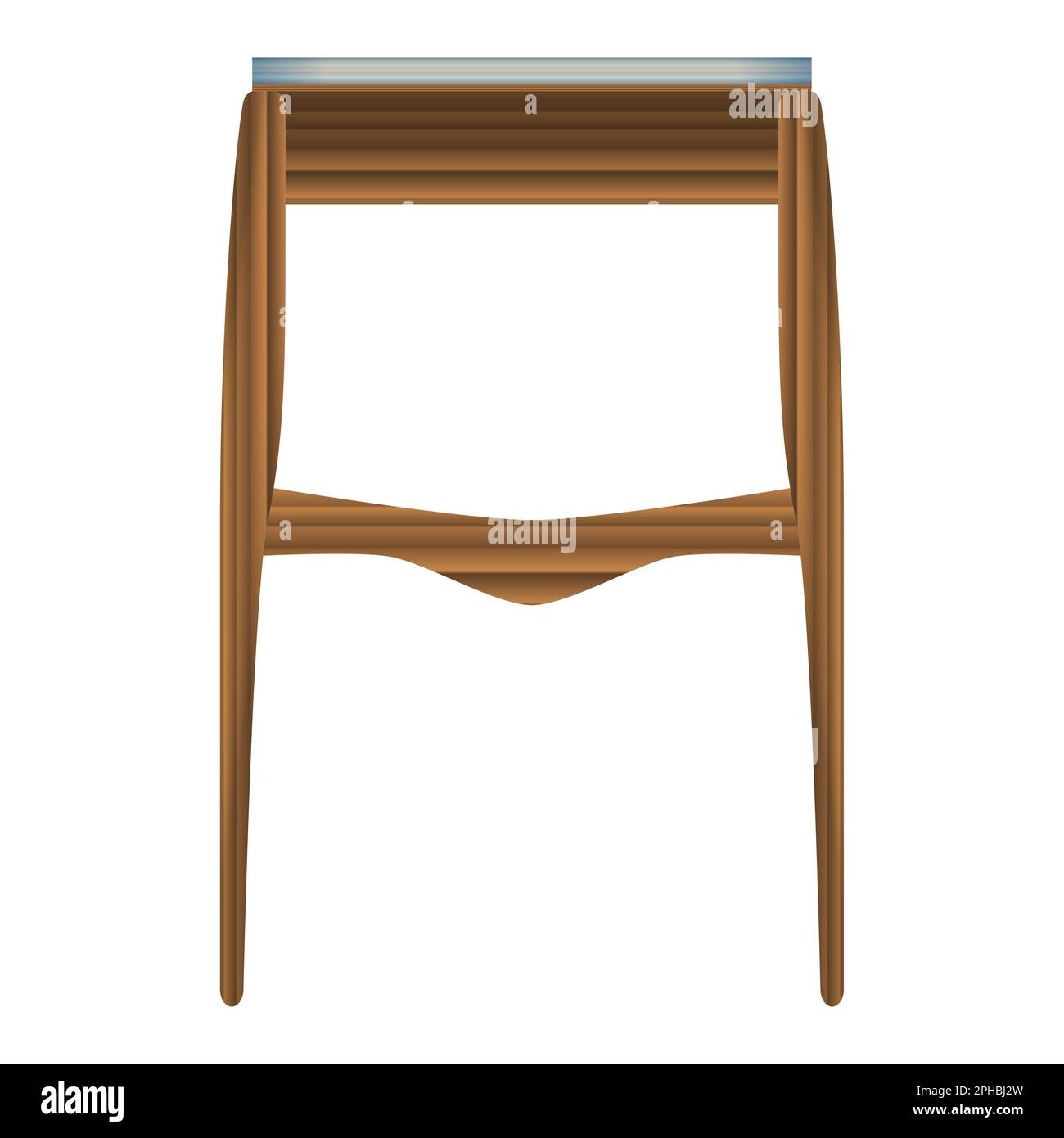 Folding wood table side view in realistic style. Turquoise table top