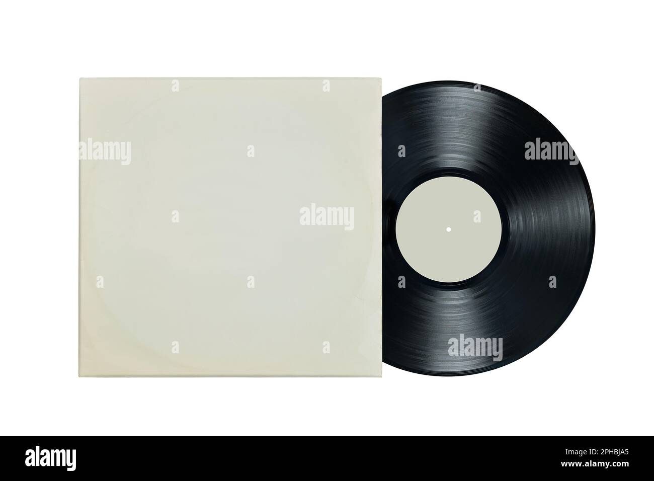 Vinyl record in white paper case. Mockup vinyl envelope. Music album