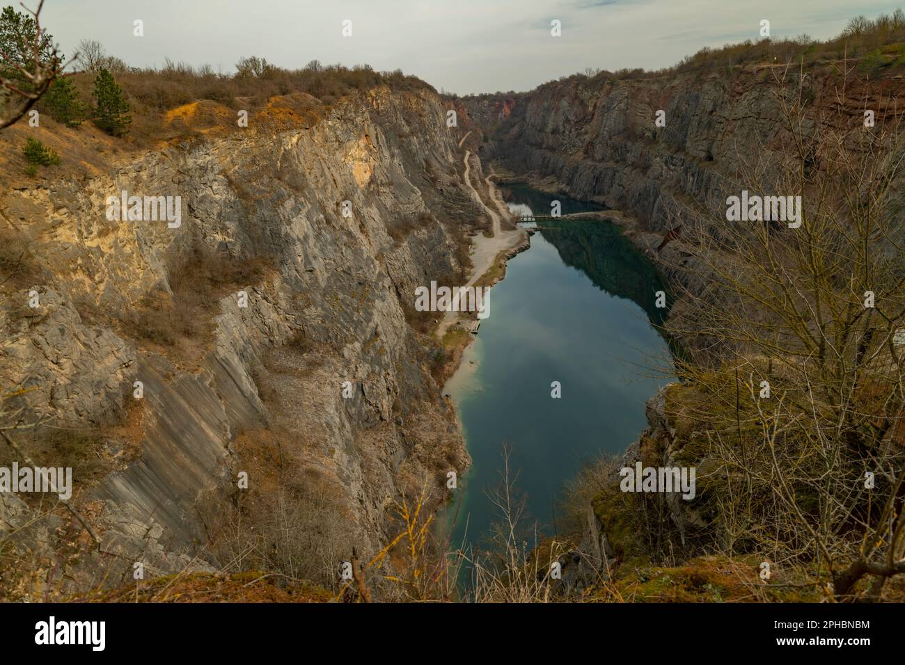 Old quarry Velka Amerika in spring cloudy color hot day Stock Photo
