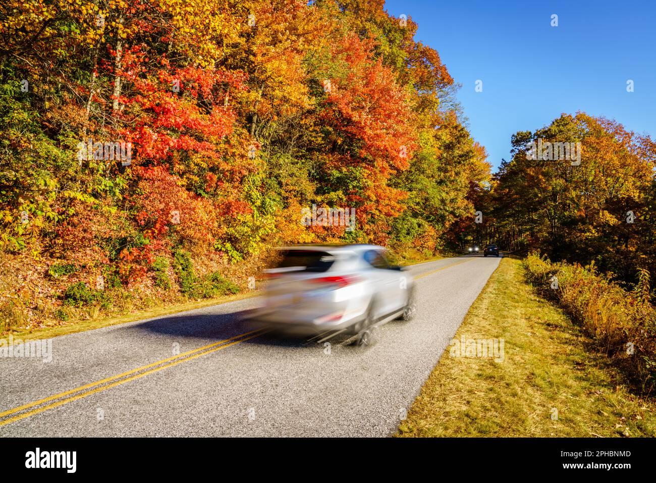 Scenic drive on Blue Ridge Parkway in North Carolina in fall Stock Photo