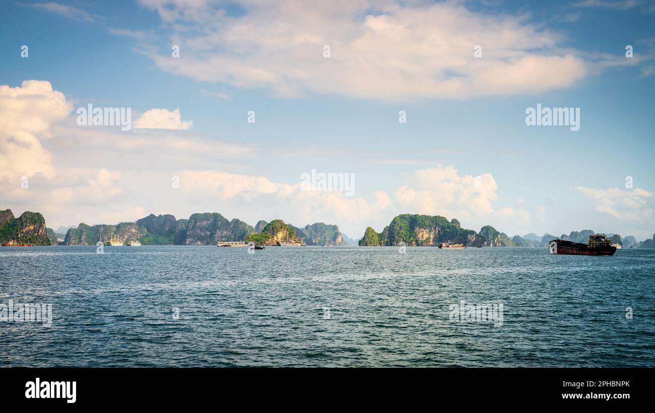 Scenic seascape in Ha Long Bay in Vietnam Stock Photo
