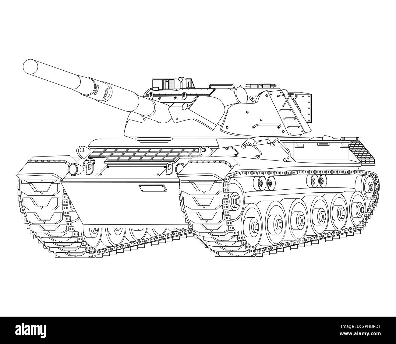 German Leopard I main battle tank Coloring Page. Military vehicle. Vector illustration isolated on white background. Stock Vector