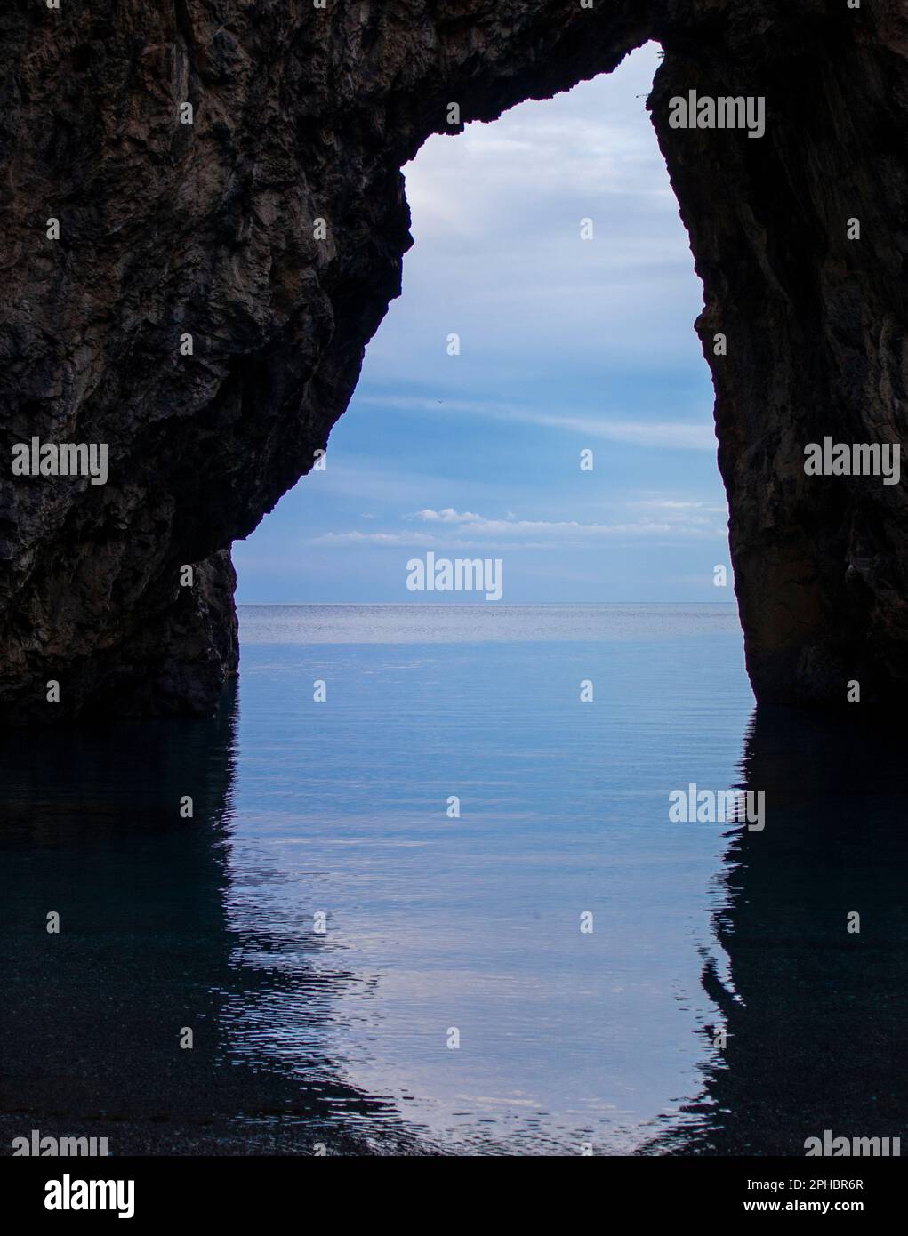 Aerial View of the Coast, Italy. Rock in the Tyrrhenian Sea. Praia