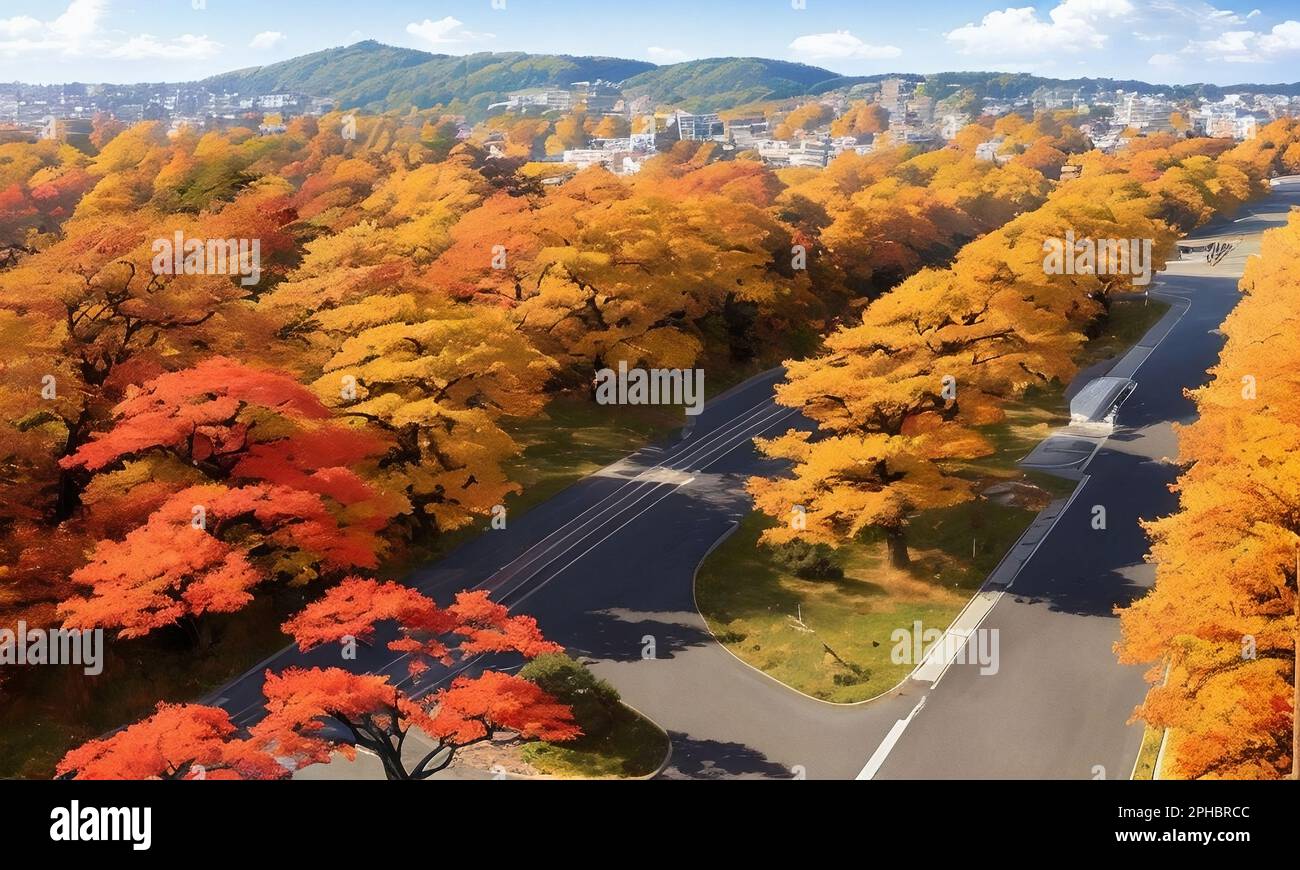 Autumn, fall, autumn leaves, Japan autumn, Kyoto, arashiyama, autumn  colors, Japan, temple, nature, background, landscape, digital art, scenery  Stock Photo - Alamy