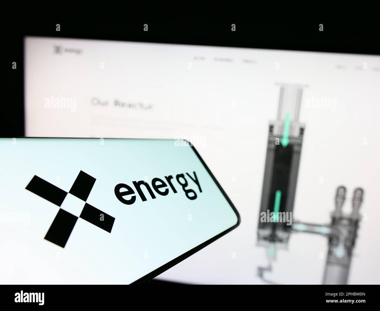 Mobile phone with logo of American nuclear energy company X Energy LLC