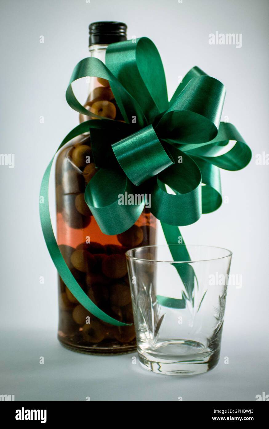 bottle with ribbon Stock Photo