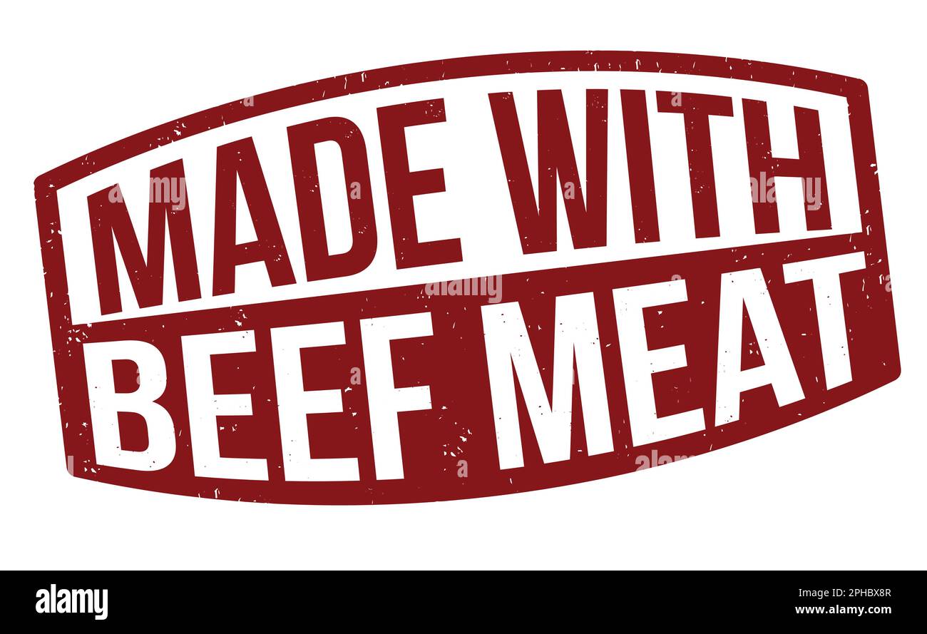Made with beef meat grunge rubber stamp on white background, vector