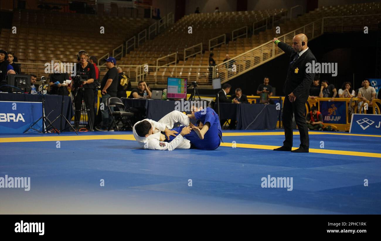 Orlando, FL, USA. 26th Mar, 2023. ORLANDO, FLORIDA - MARCH 26: Zayed  Abdulnaser A A Alkatheeri (Alliance) def. Hiryu Niwa (Art of Jiu Jitsu) via  advantages (3-0) during IBJJF PAN AMS 2023