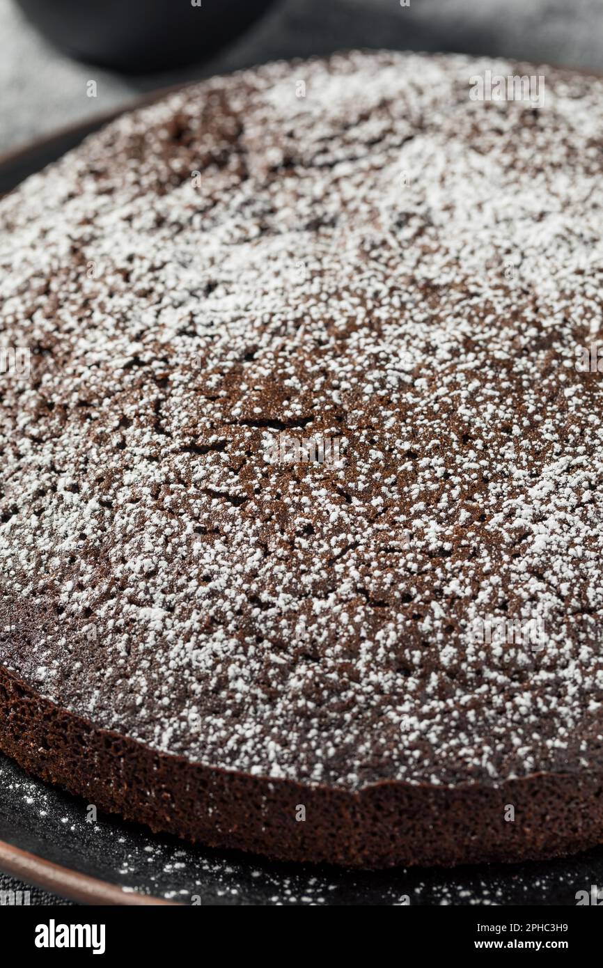 Baked Chocolate Olive Oil Cake with Powdered Sugar Stock Photo Alamy