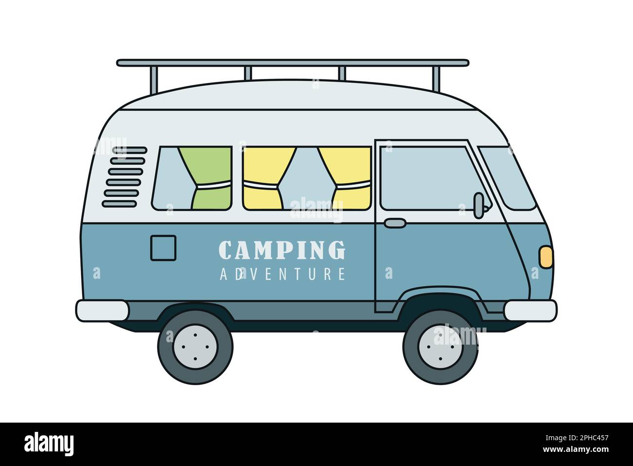 camper van adventure summer holiday on road trip Stock Vector Image ...