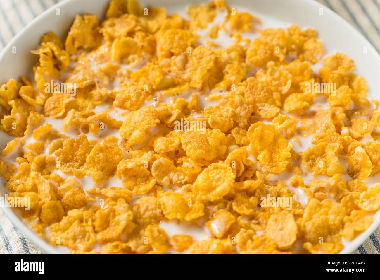 Homemade Healthy Corn Flakes Cereal with Whole Milk Stock Photo Alamy