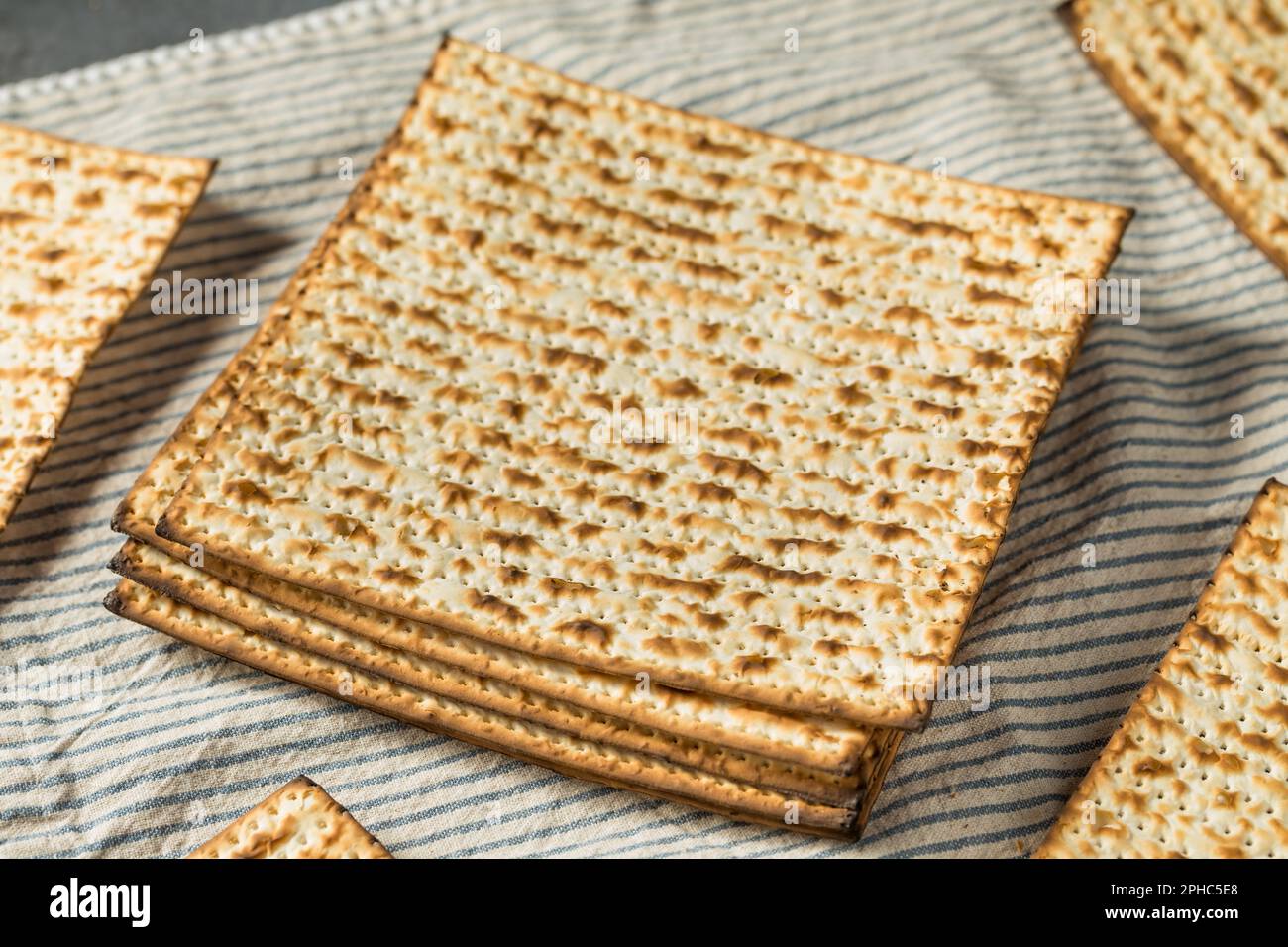 Homemade Jewish Matzah Flat Bread Ready to Eat Stock Photo