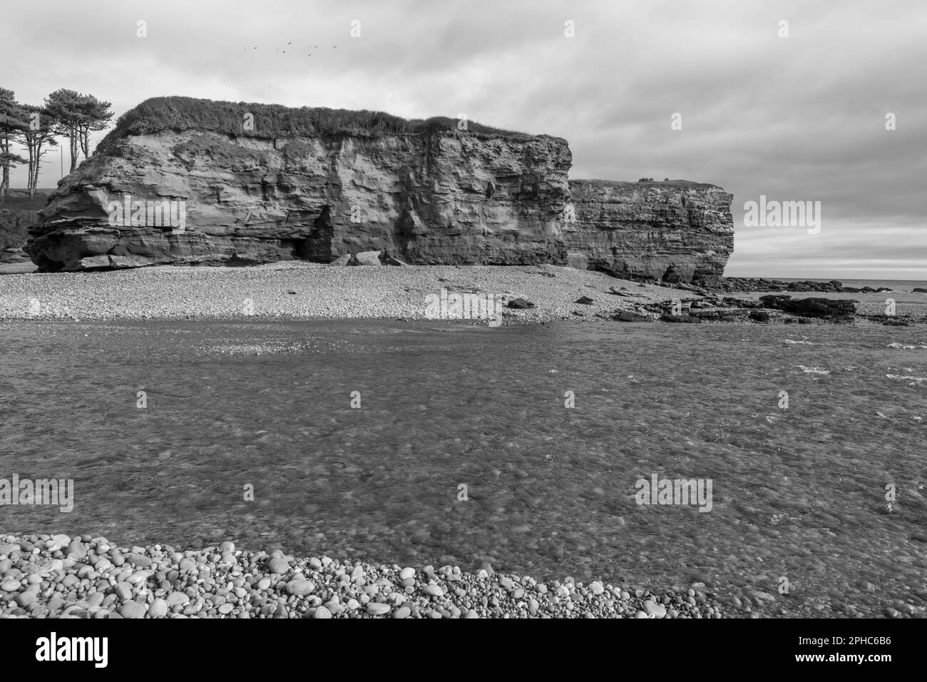 The mouth of the river Otter in Budleigh Salterton in Devon Stock Photo