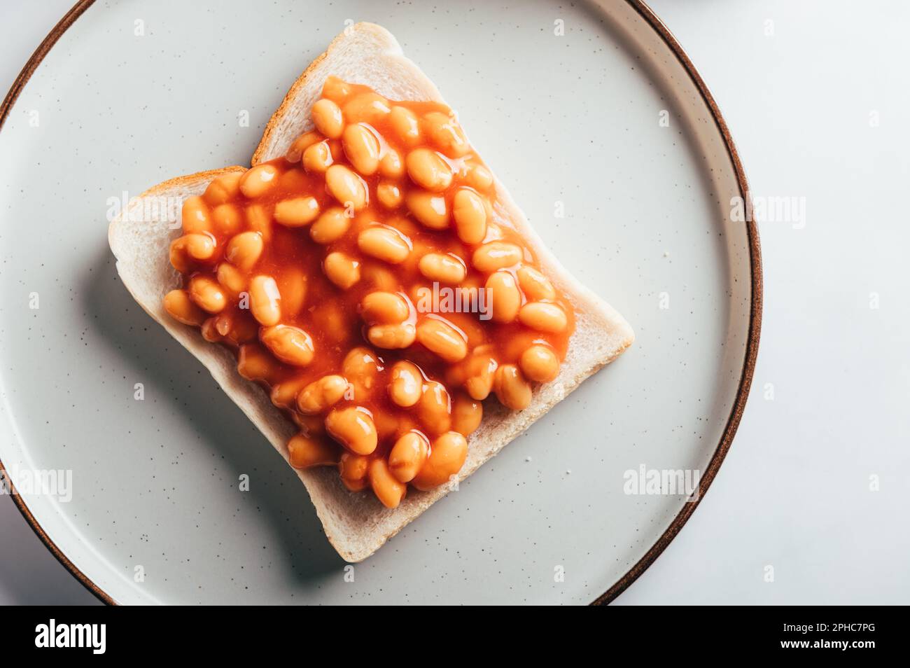 Baked Beans in Tomato Sauce on Slice of Toasted Bread, traditional