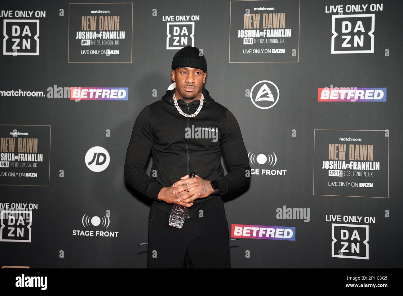 Bugzy Malone arrives for the launch party at Battersea Power Station ...