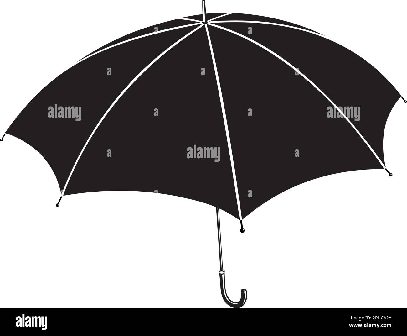 An Open Black Umbrella line art, 1color black, good for laser cutting, editable vector art