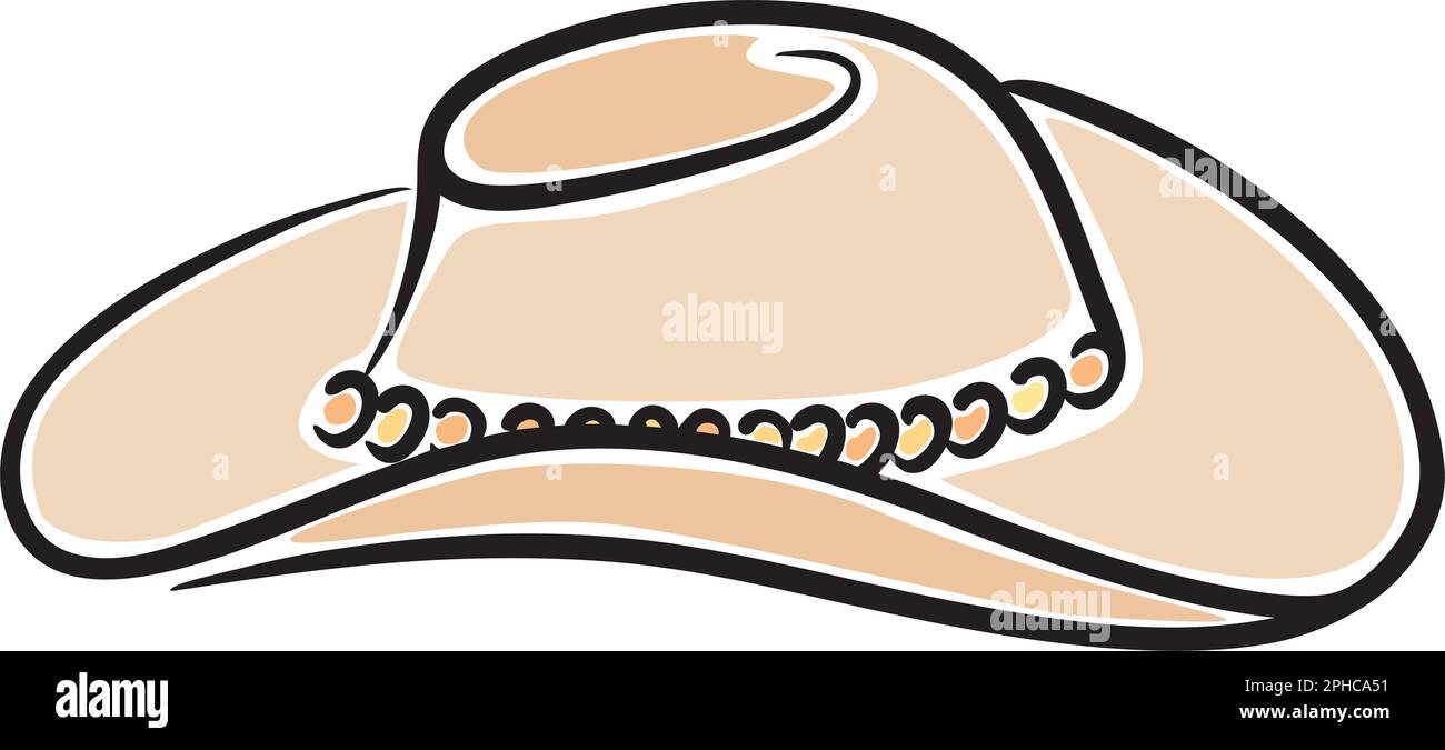 USA Western style hat, Cowboy hat; Australian hat. All vector editable isolated art in flat colors, Space between colors, OK for laser sign cutting Stock Vector