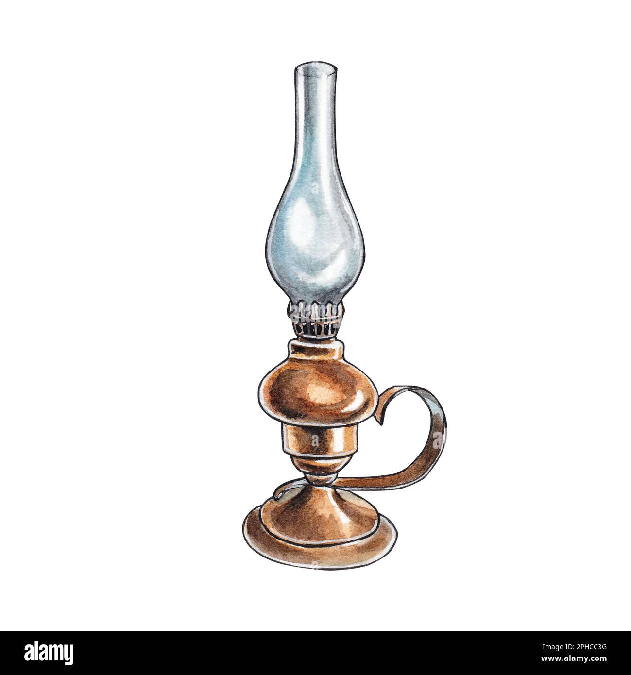 Kerosene lamp isolated on a white background. Old lantern on kerosene