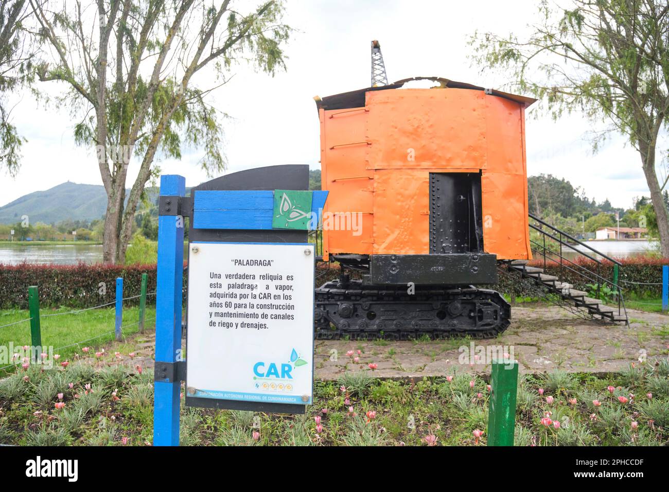 January 22, 2023, Sopo, Colombia: paladraga, old steam shovel from the 1960s used for the construction and maintenance of irrigation and drainage cana Stock Photo