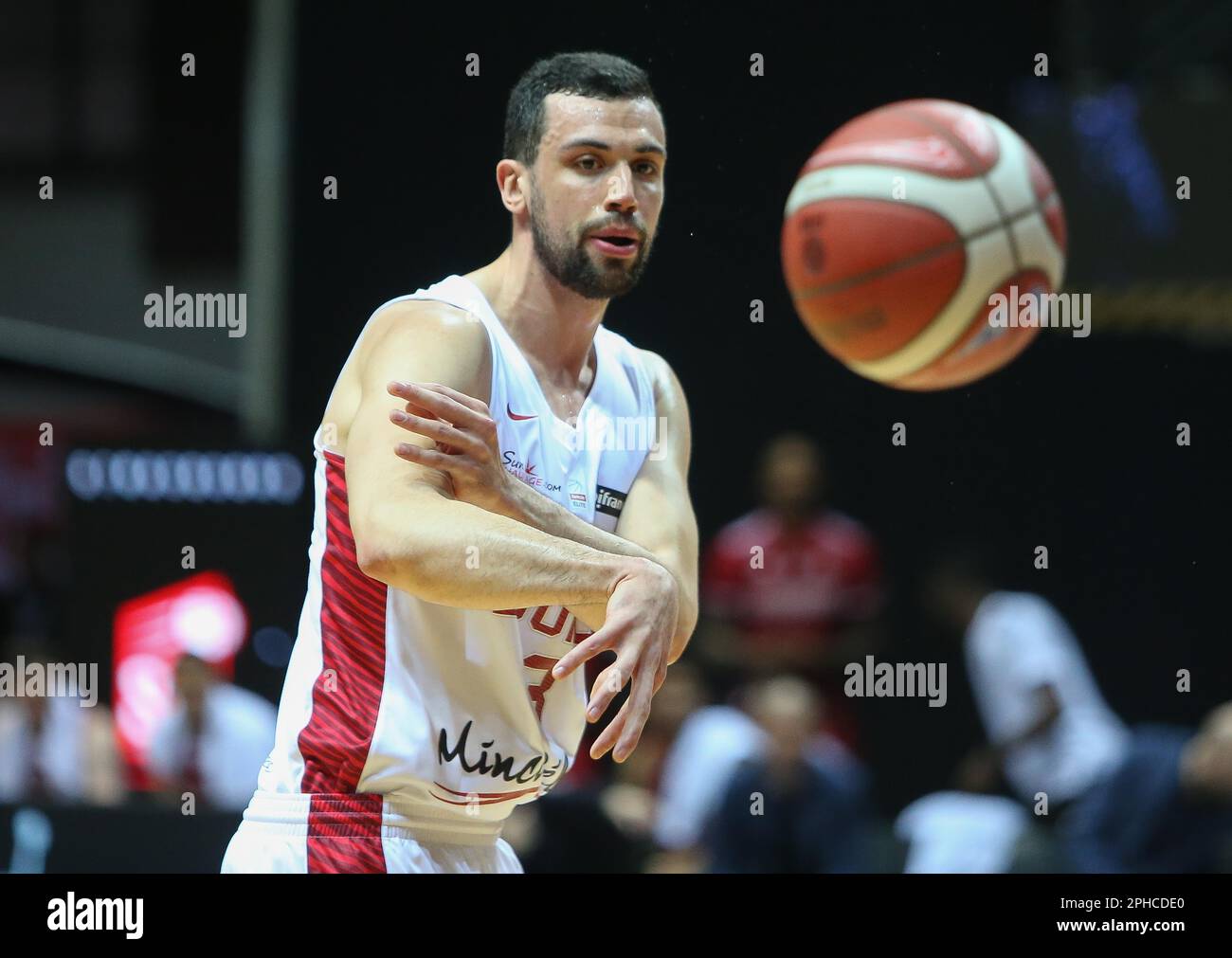 Pierre PELOS of JL BOURG-EN-BRESSE during the French cup, Top 8,  quarter-finals Basketball match between JL Bourg-en-Bresse and SIG  Strasbourg on March 18, 2023 at Arena Loire in Trelaze, France - Photo