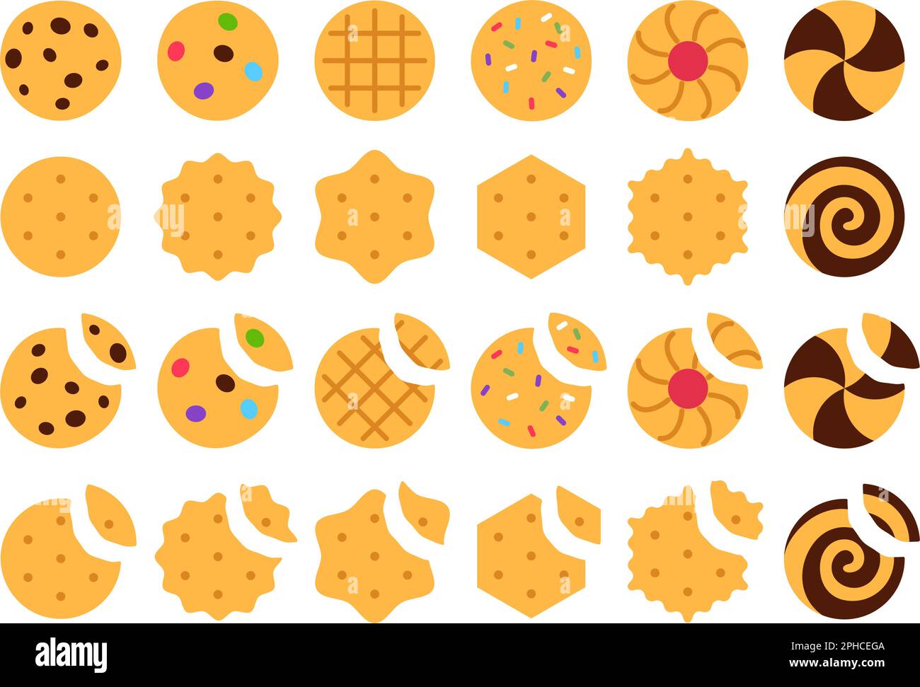 Cookies. Set of flat vector food icons isolated on white background