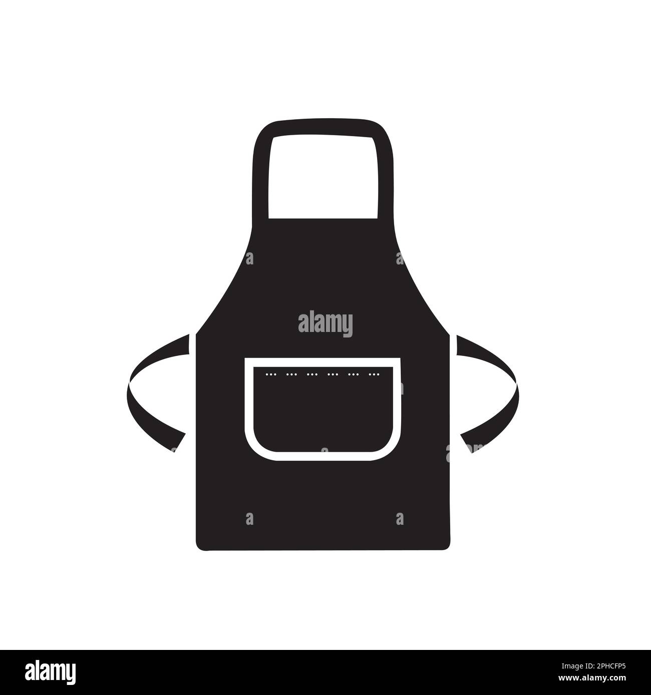 Black apron with a pocket on a white background with copyspace Stock Vector
