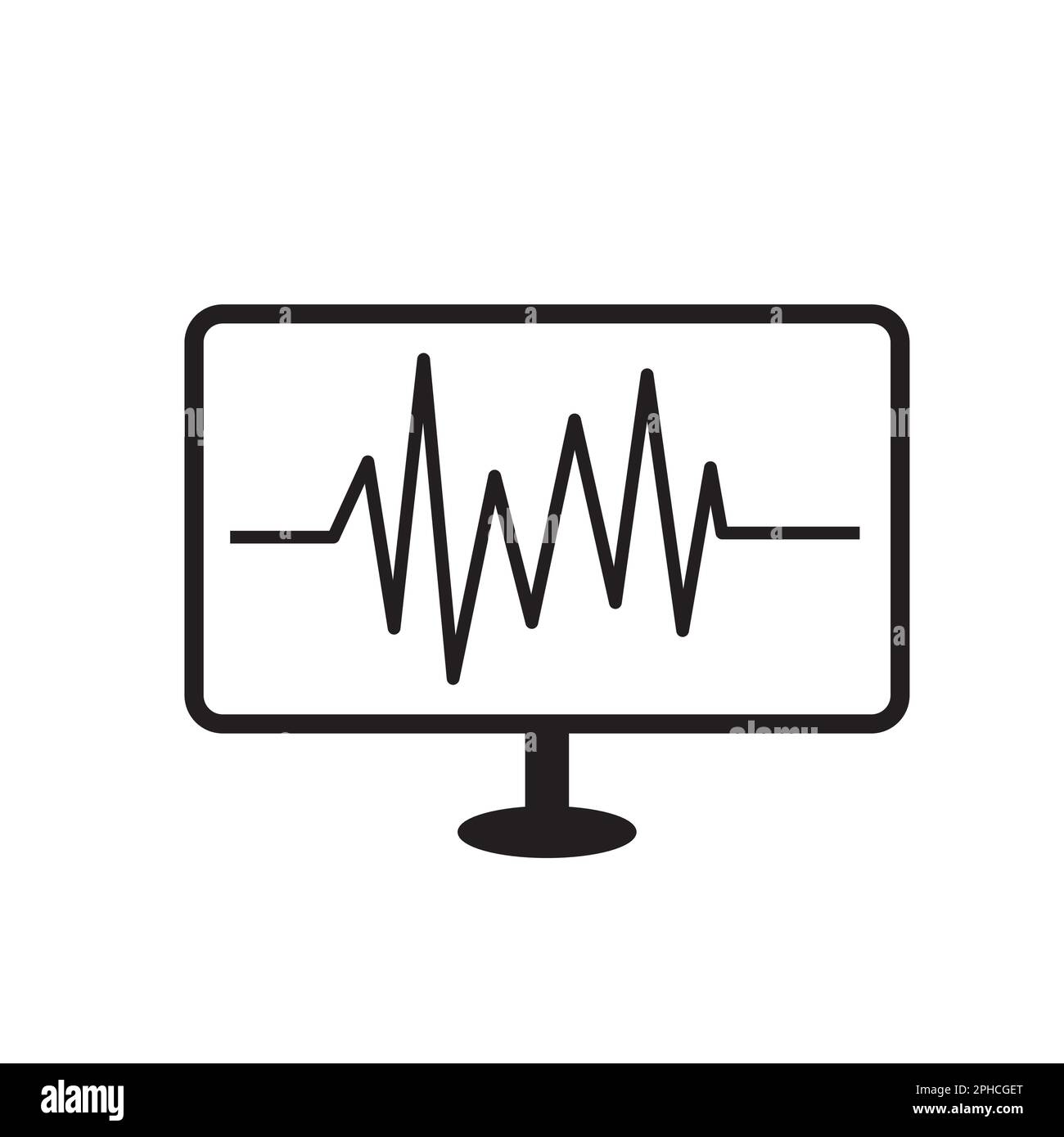 An electrocardiogram line on a flat screen on a white background with