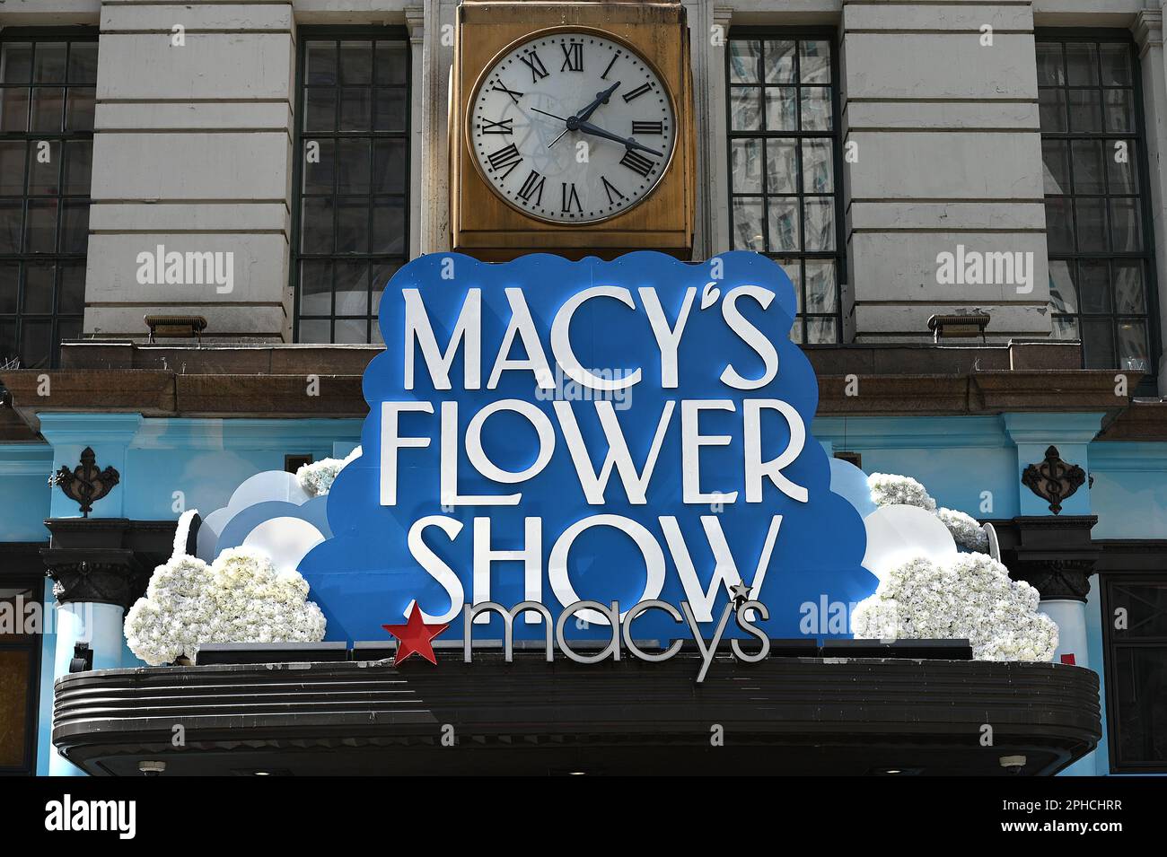 New York, USA. 27th Mar, 2023. Exterior view of the 2023 Macy's Flower