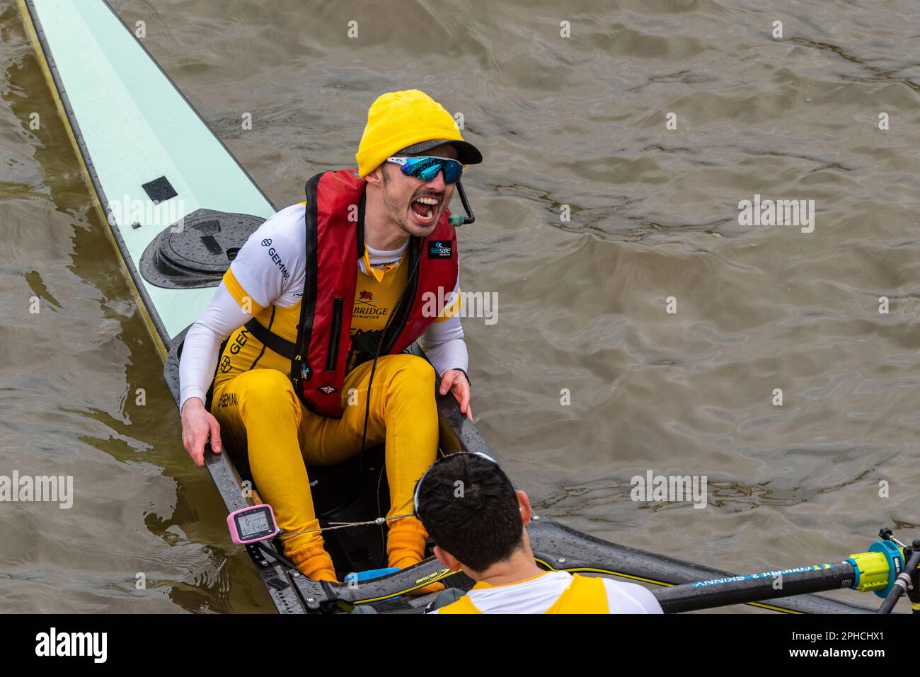 Boat Race 2023. Goldie, Cambridge Men's reserve team crew celebrating