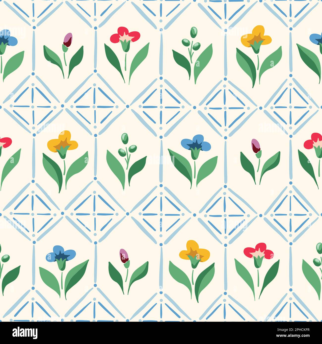 Bright Chintz Romantic Meadow Wildflowers Vector Seamless Pattern Stock Vector